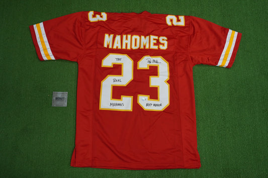 PAT PATRICK MAHOMES SR KANSAS CITY CHIEFS SIGNED JERSEY w/REAL MVPMAKER BAS