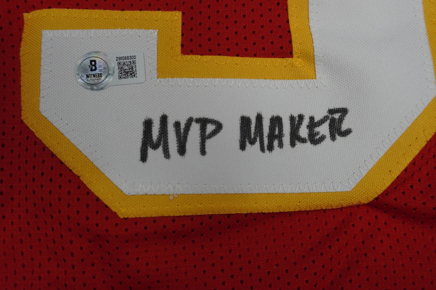 PAT PATRICK MAHOMES SR KANSAS CITY CHIEFS SIGNED JERSEY w/REAL MVPMAKER BAS