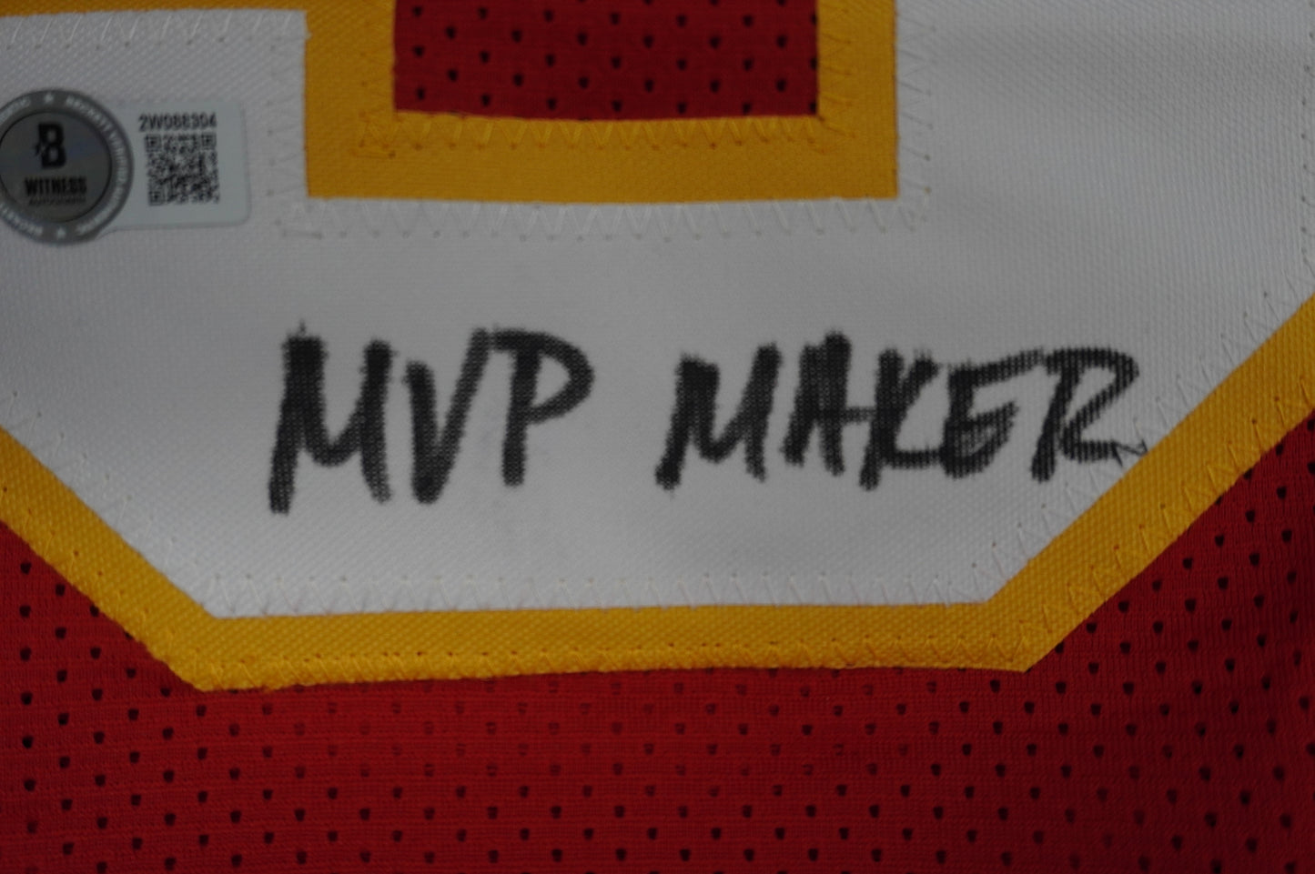 PAT PATRICK MAHOMES SR KANSAS CITY CHIEFS SIGNED JERSEY w/REAL MVPMAKER BAS