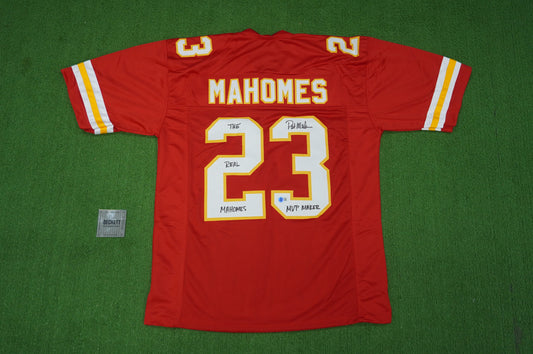 PAT PATRICK MAHOMES SR KANSAS CITY CHIEFS SIGNED JERSEY w/REAL MVPMAKER BAS