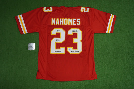 PAT PATRICK MAHOMES SR KANSAS CITY CHIEFS SIGNED JERSEY w/REAL MVPMAKER BAS