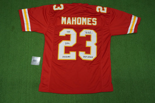 PAT PATRICK MAHOMES SR KANSAS CITY CHIEFS SIGNED JERSEY w/REAL MVPMAKER BAS