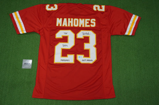 PAT PATRICK MAHOMES SR KANSAS CITY CHIEFS SIGNED JERSEY w/REAL MVPMAKER BAS