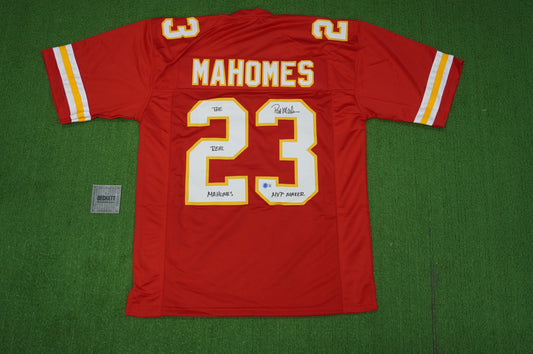 PAT PATRICK MAHOMES SR KANSAS CITY CHIEFS SIGNED JERSEY w/REAL MVPMAKER BAS