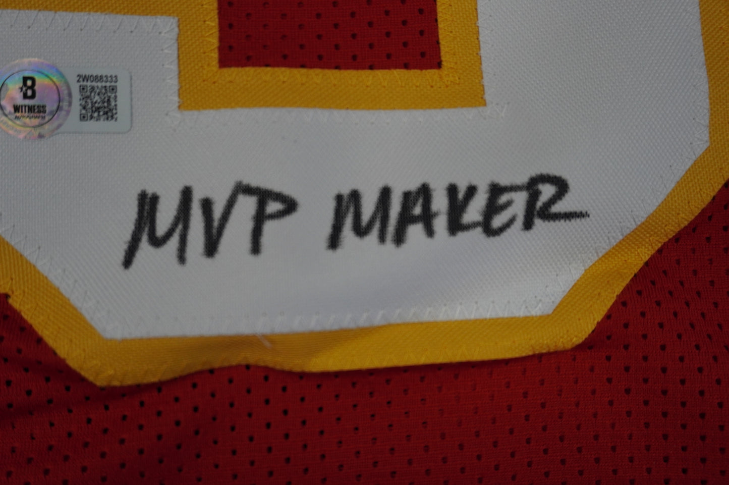 PAT PATRICK MAHOMES SR KANSAS CITY CHIEFS SIGNED JERSEY w/REAL MVPMAKER BAS