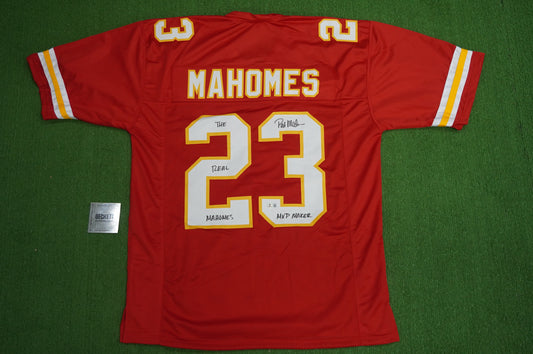 PAT PATRICK MAHOMES SR TWINS CHIEFS SIGNED JERSEY w/THE REAL MVPMAKER BAS