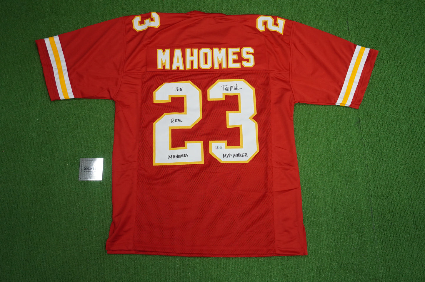 PAT PATRICK MAHOMES SR TWINS CHIEFS SIGNED JERSEY w/THE REAL MVPMAKER BAS