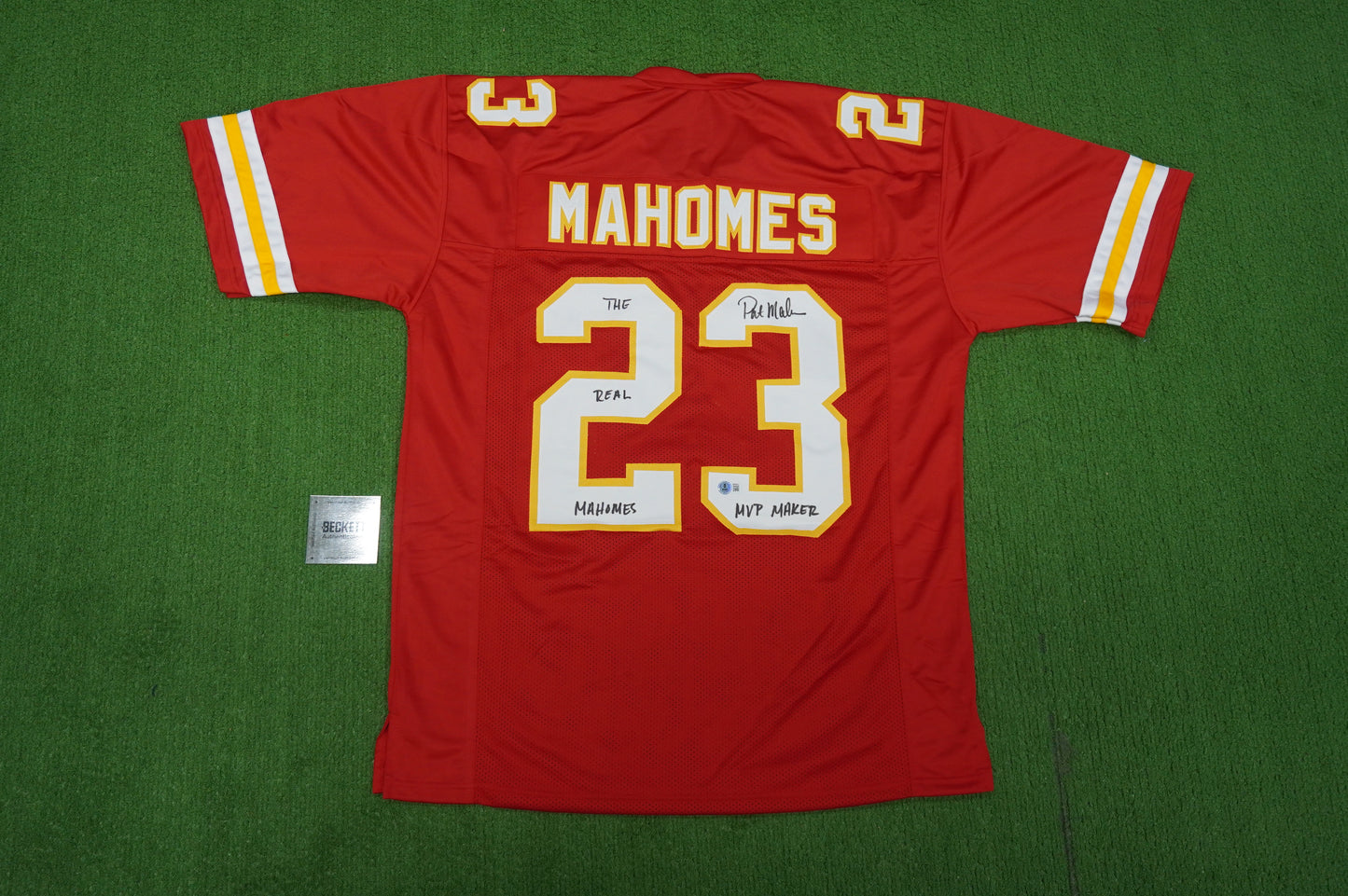 PAT PATRICK MAHOMES SR TWINS CHIEFS SIGNED JERSEY w/THE REAL MVPMAKER BAS