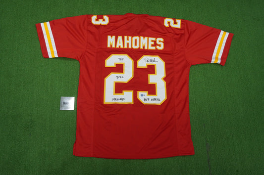 PAT PATRICK MAHOMES SR TWINS CHIEFS SIGNED JERSEY w/THE REAL MVPMAKER BAS