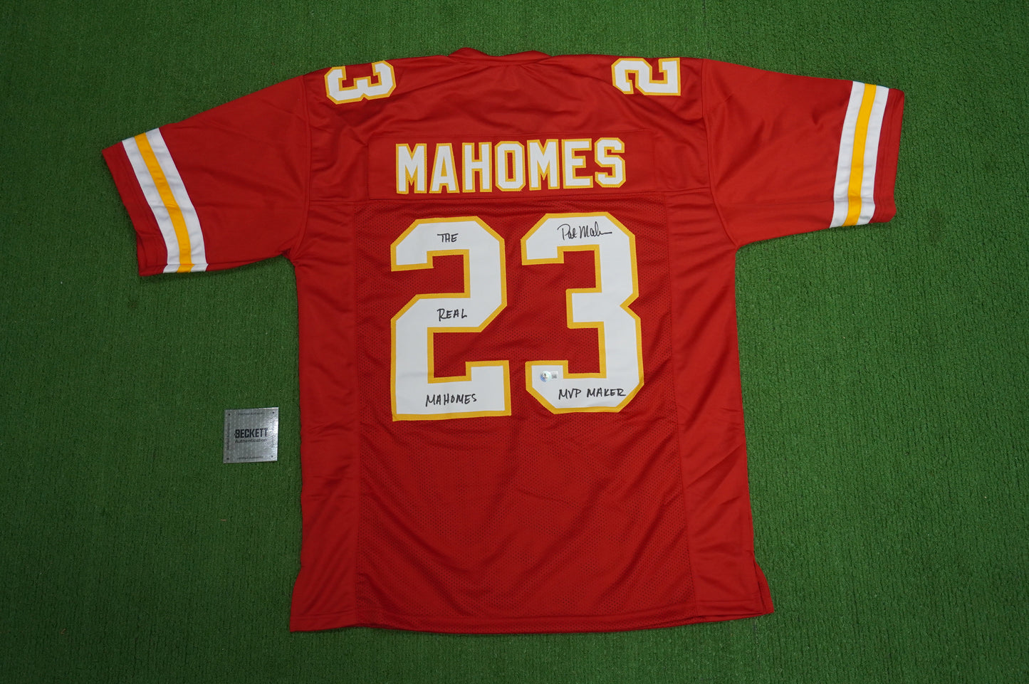 PAT PATRICK MAHOMES SR TWINS CHIEFS SIGNED JERSEY w/THE REAL MVPMAKER BAS