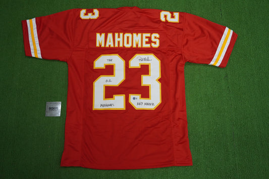 PAT PATRICK MAHOMES SR CHIEFS TWINS SIGNED JERSEY w/THE OG MVPMAKER BAS