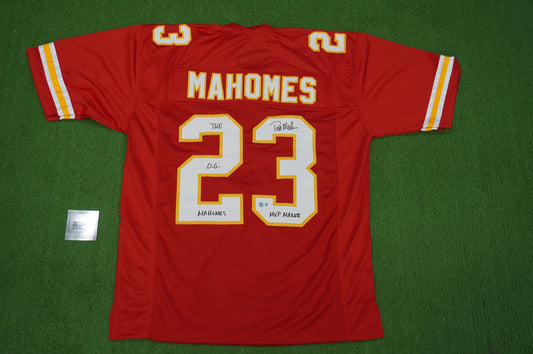 PAT PATRICK MAHOMES SR CHIEFS TWINS SIGNED JERSEY w/THE OG MVPMAKER BAS