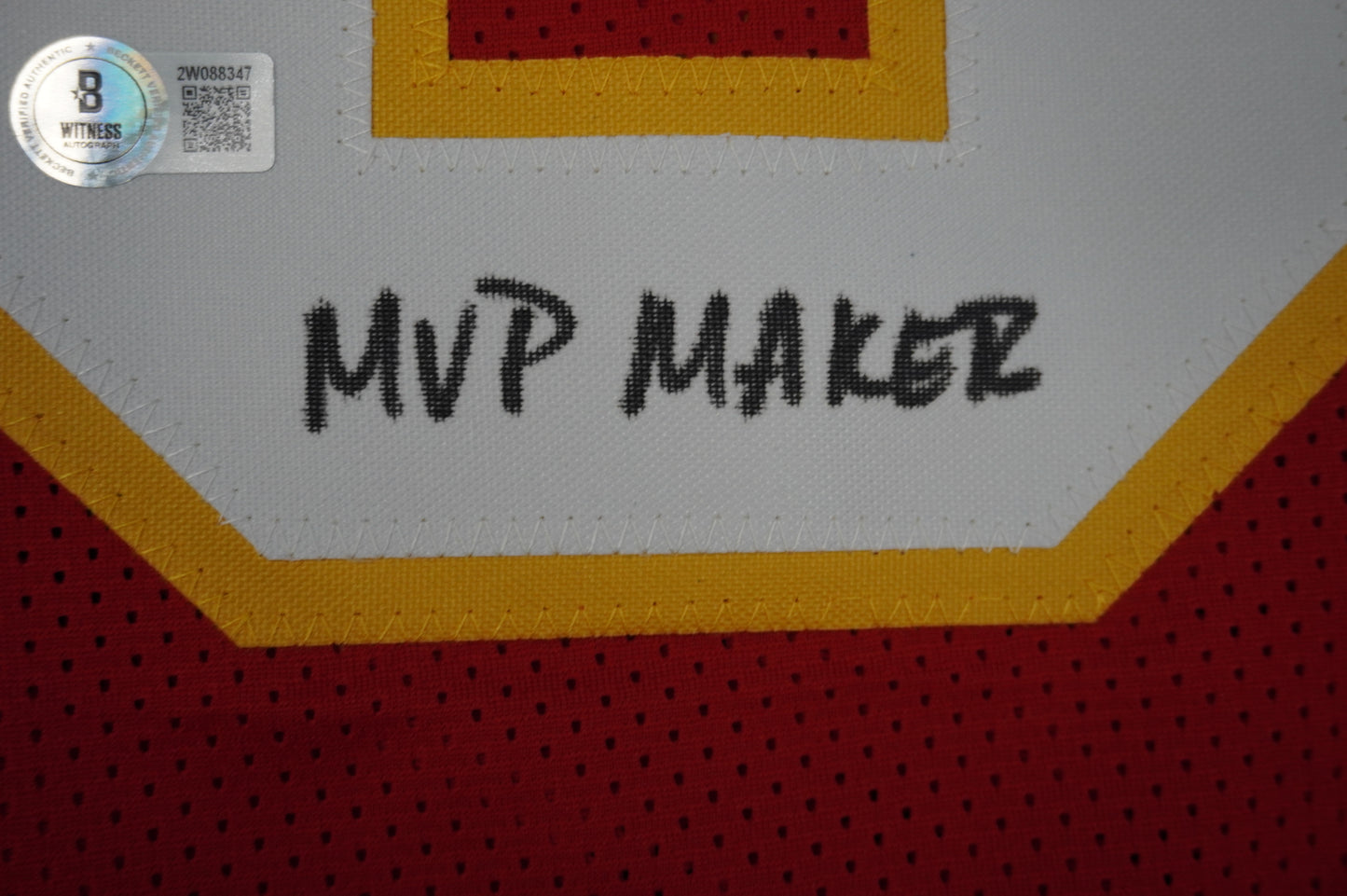 PAT PATRICK MAHOMES SR CHIEFS TWINS SIGNED JERSEY w/THE OG MVPMAKER BAS