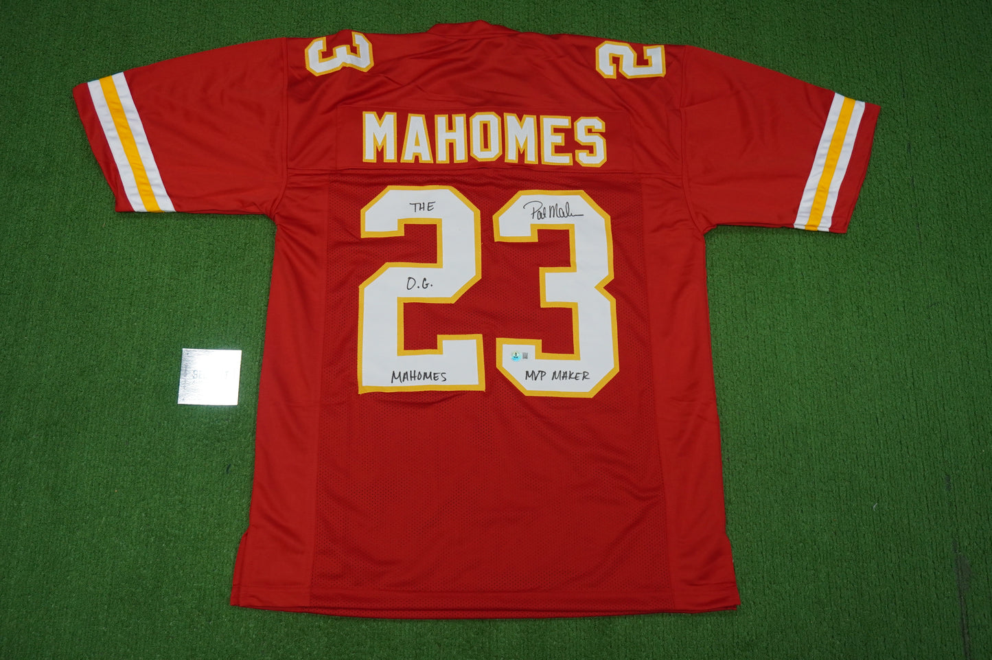 PAT PATRICK MAHOMES SR CHIEFS TWINS SIGNED JERSEY w/THE OG MVPMAKER BAS