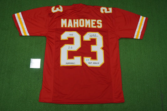 PAT PATRICK MAHOMES SR CHIEFS TWINS SIGNED JERSEY w/THE OG MVPMAKER BAS