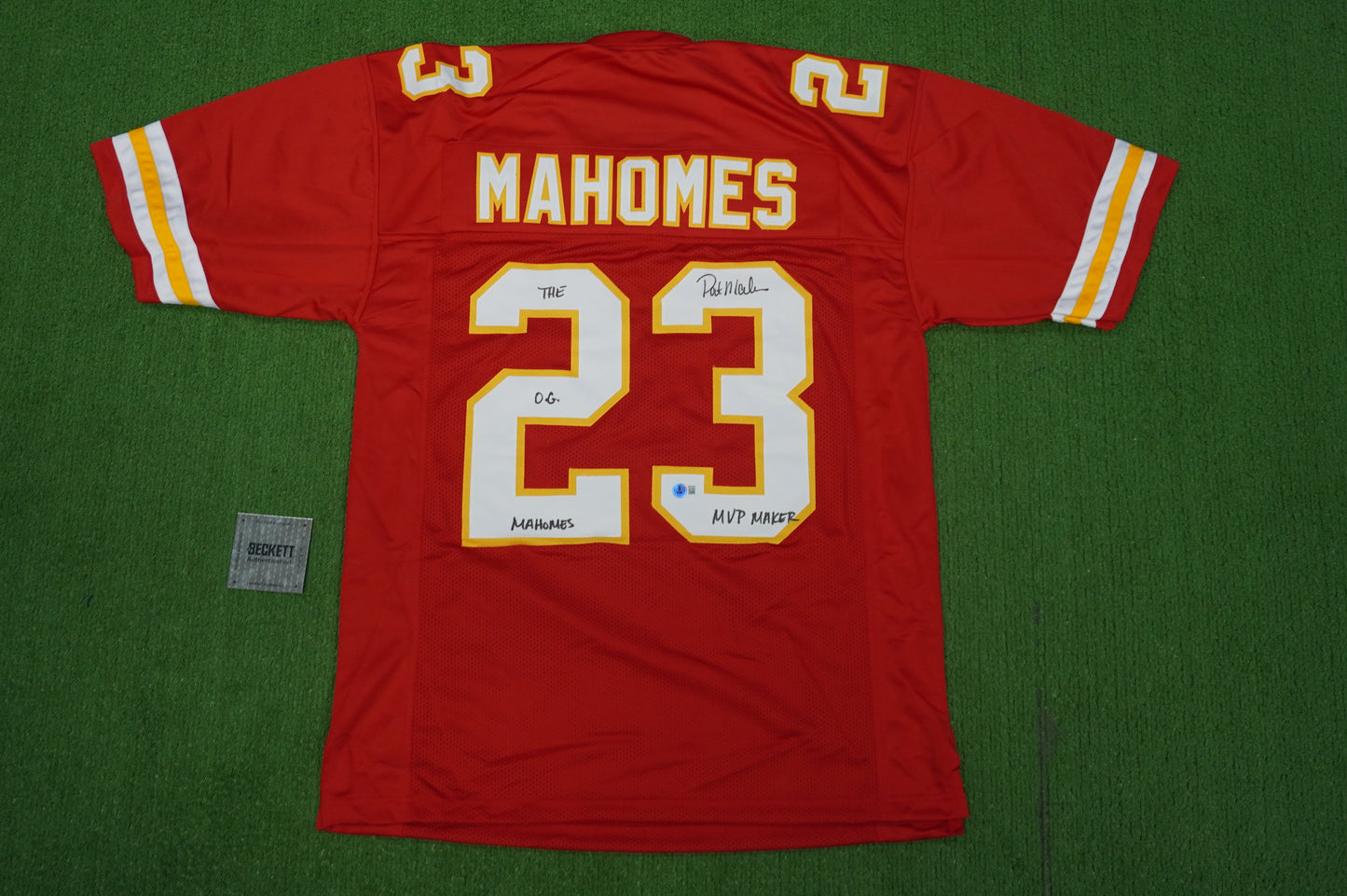 PAT PATRICK MAHOMES SR CHIEFS TWINS SIGNED JERSEY w/THE OG MVPMAKER BAS