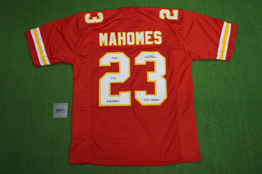 PAT PATRICK MAHOMES SR CHIEFS TWINS SIGNED JERSEY w/THE OG MVPMAKER BAS