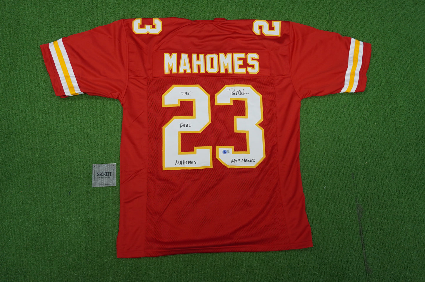 PAT PATRICK MAHOMES SR TWINS CHIEFS SIGNED JERSEY w/THE REAL MVPMAKER BAS