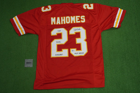 PAT PATRICK MAHOMES SR TWINS CHIEFS SIGNED JERSEY w/THE REAL MVPMAKER BAS