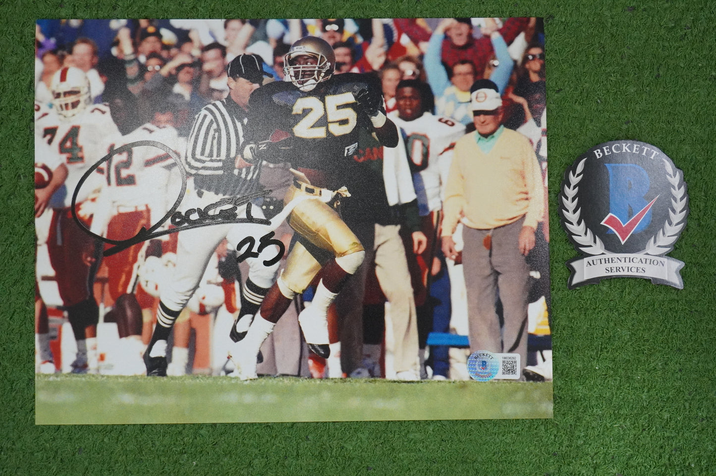 RAGHIB "ROCKET" ISMAIL SIGNED 8x10 Notre Dame BAS COA