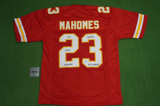 PAT PATRICK MAHOMES SR TWINS CHIEFS SIGNED JERSEY w/THE REAL MVPMAKER BAS