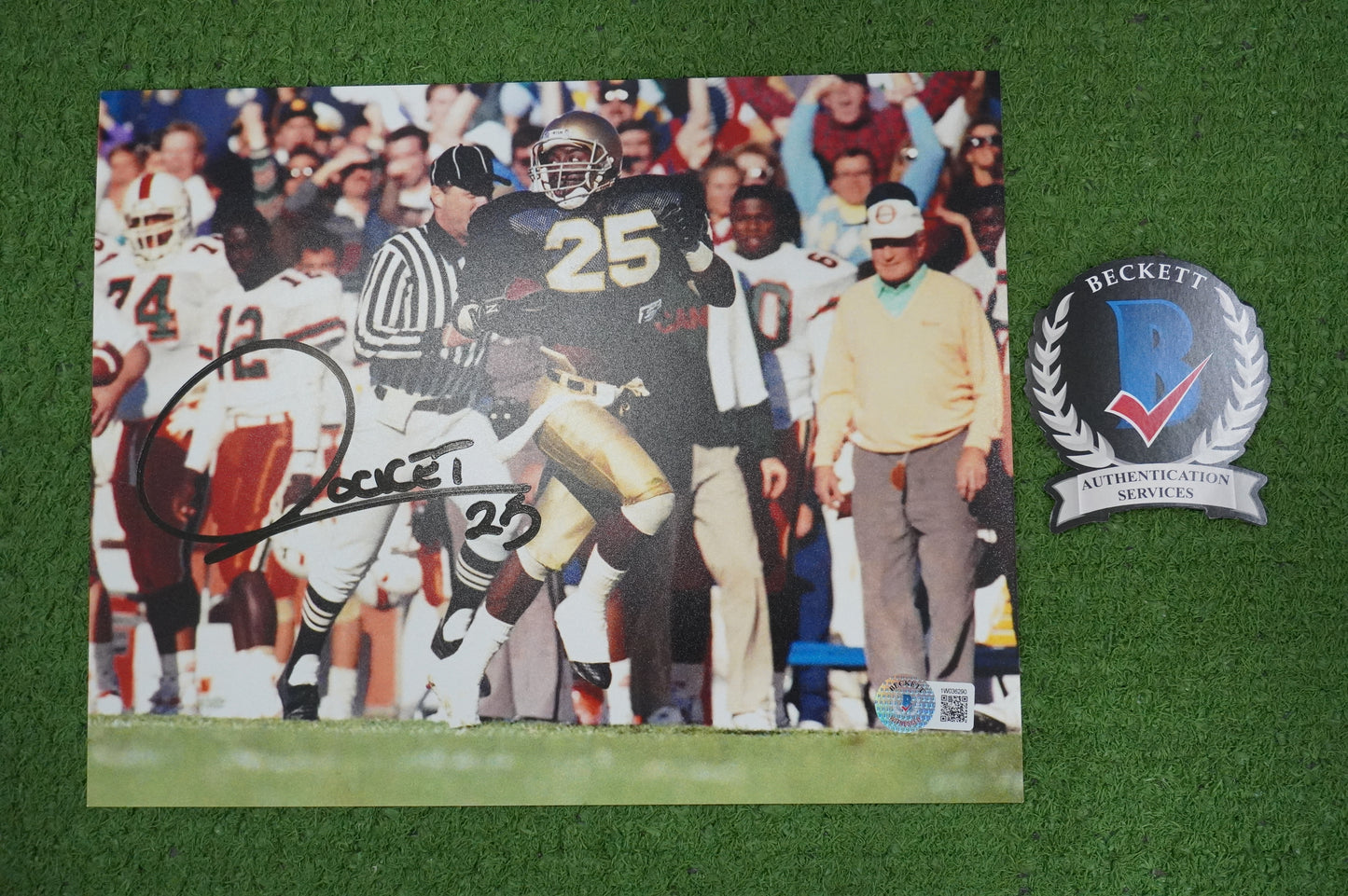 RAGHIB "ROCKET" ISMAIL SIGNED 8x10 Notre Dame BAS COA