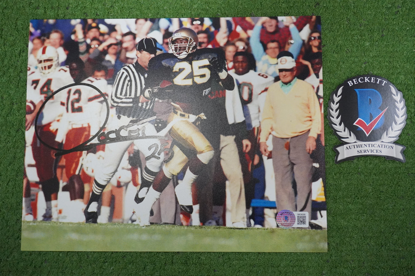 RAGHIB "ROCKET" ISMAIL SIGNED 8x10 Notre Dame BAS COA