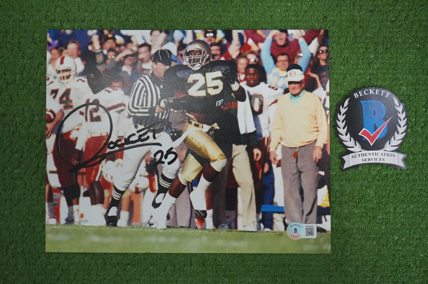 RAGHIB "ROCKET" ISMAIL SIGNED 8x10 Notre Dame BAS COA