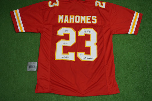 PAT PATRICK MAHOMES SR KANSAS CITY CHIEFS SIGNED JERSEY w/OG MVPMAKER BAS