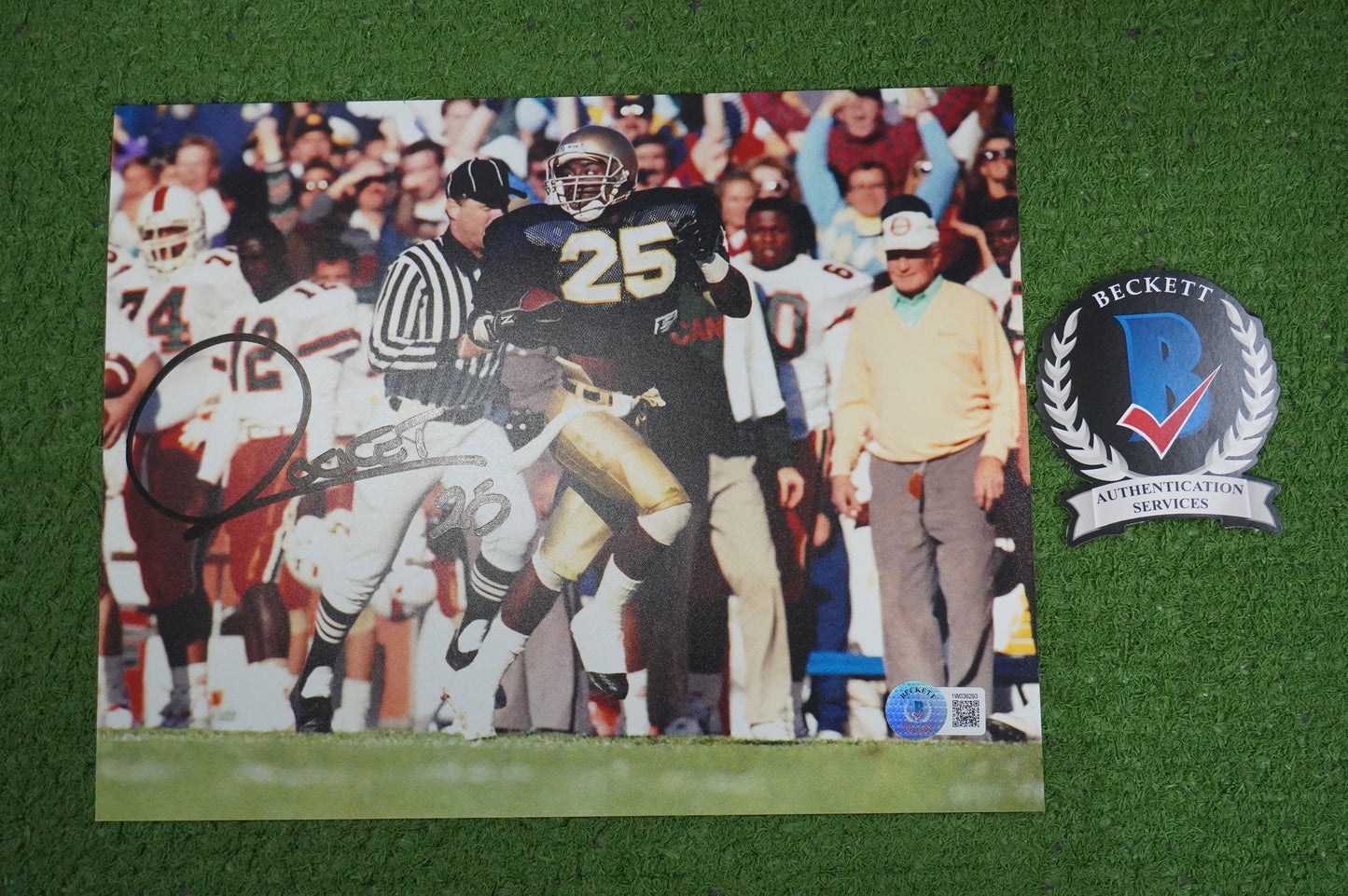 RAGHIB "ROCKET" ISMAIL SIGNED 8x10 Notre Dame BAS COA