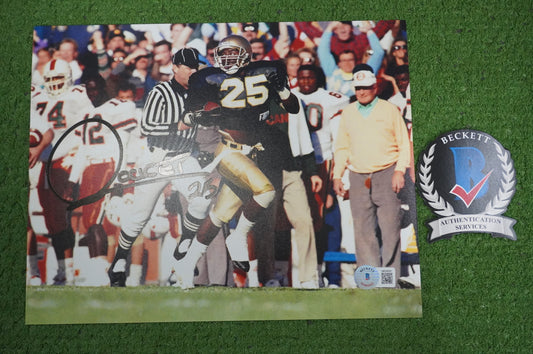 RAGHIB "ROCKET" ISMAIL SIGNED 8x10 Notre Dame BAS COA