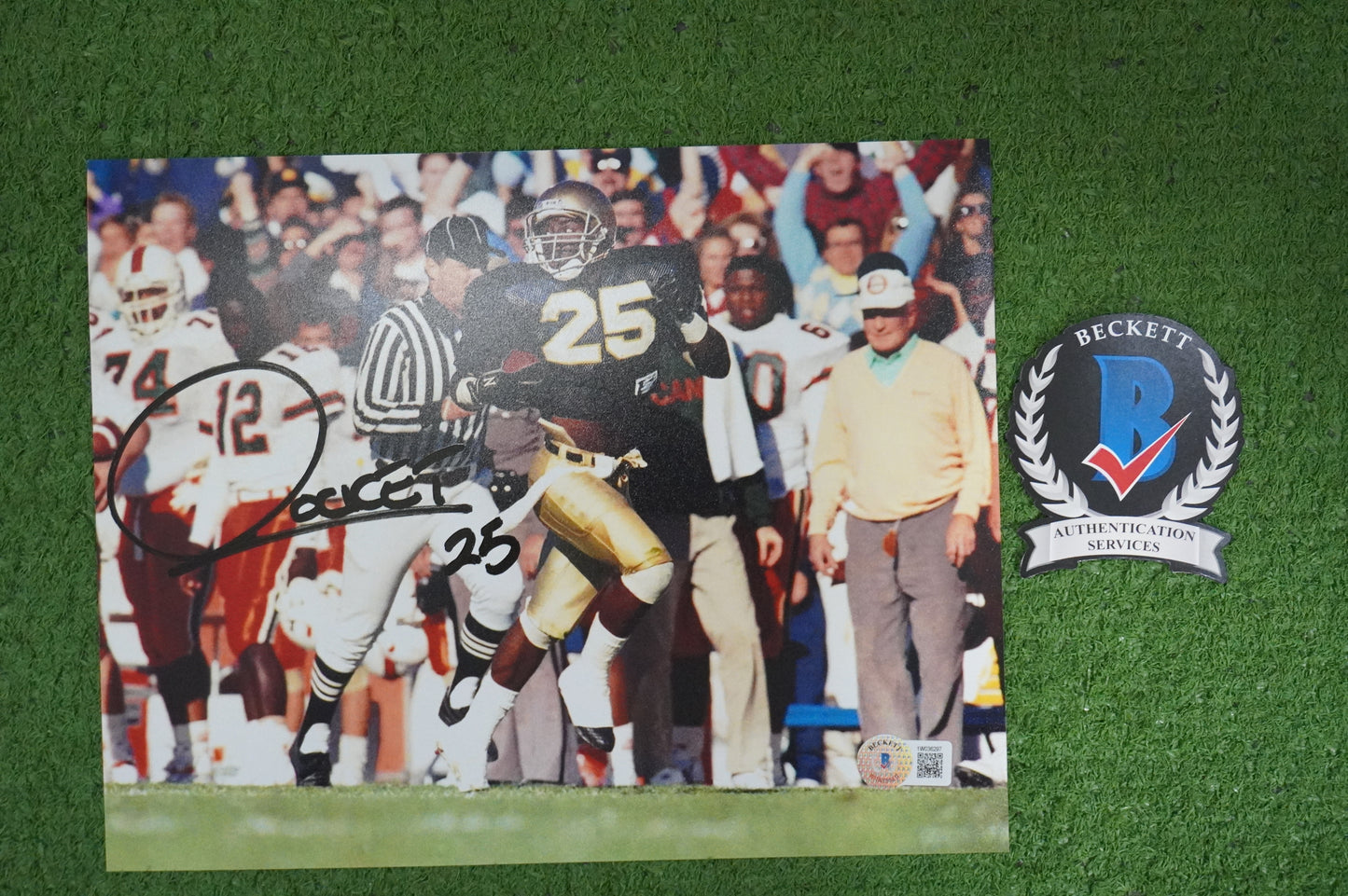 RAGHIB "ROCKET" ISMAIL SIGNED 8x10 Notre Dame BAS COA
