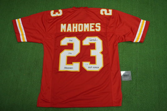 PAT PATRICK MAHOMES SR KANSAS CITY CHIEFS SIGNED JERSEY w/OG MVPMAKER BAS