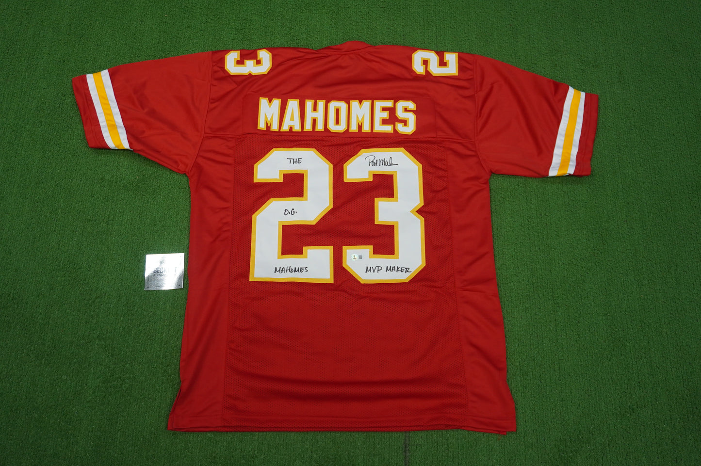 PAT PATRICK MAHOMES SR KANSAS CITY CHIEFS SIGNED JERSEY w/OG MVPMAKER BAS