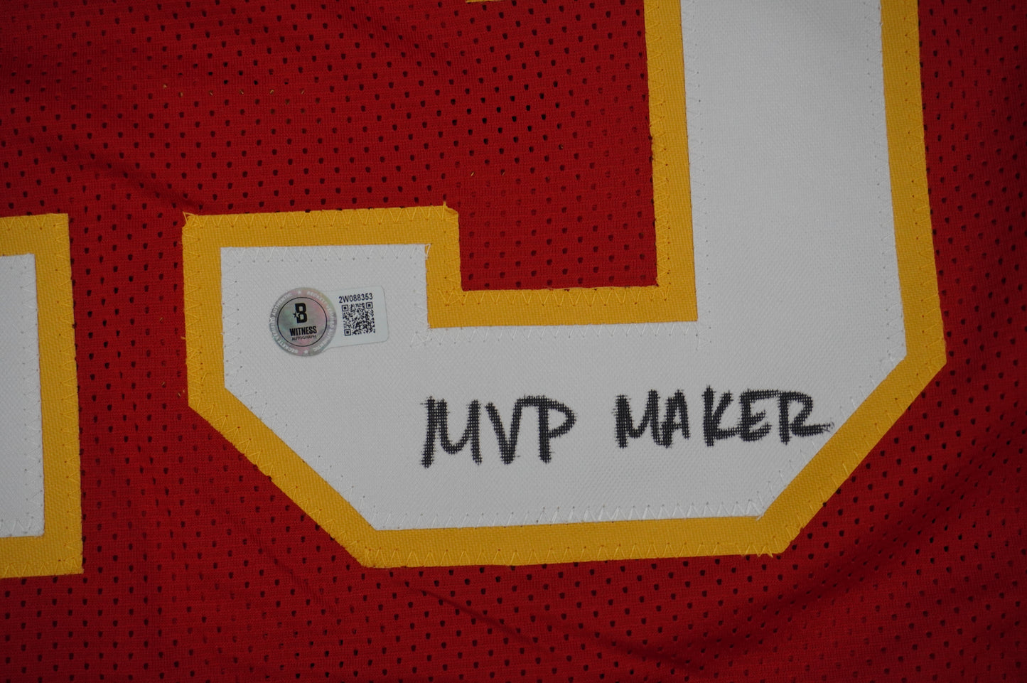 PAT PATRICK MAHOMES SR KANSAS CITY CHIEFS SIGNED JERSEY w/OG MVPMAKER BAS