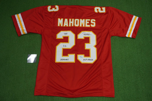 PAT PATRICK MAHOMES SR KANSAS CITY CHIEFS SIGNED JERSEY w/OG MVPMAKER BAS
