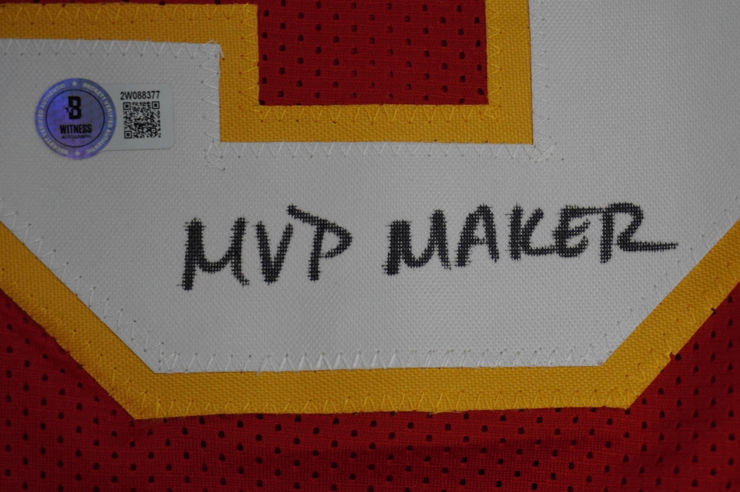 PAT PATRICK MAHOMES SR KANSAS CITY CHIEFS SIGNED JERSEY w/OG MVPMAKER BAS