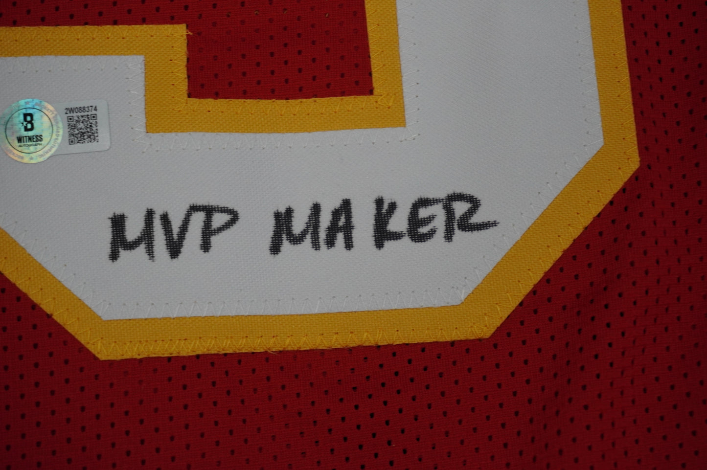 PAT PATRICK MAHOMES SR KANSAS CITY CHIEFS SIGNED JERSEY w/OG MVPMAKER BAS