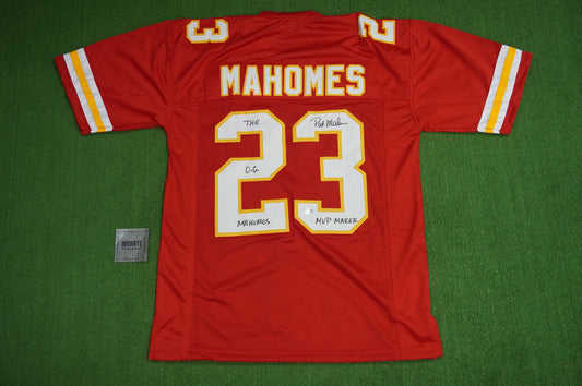 PAT PATRICK MAHOMES SR KANSAS CITY CHIEFS SIGNED JERSEY w/OG MVPMAKER BAS