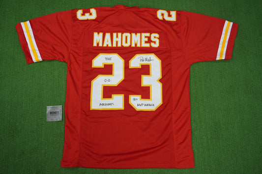 PAT PATRICK MAHOMES SR KANSAS CITY CHIEFS SIGNED JERSEY w/OG MVPMAKER BAS