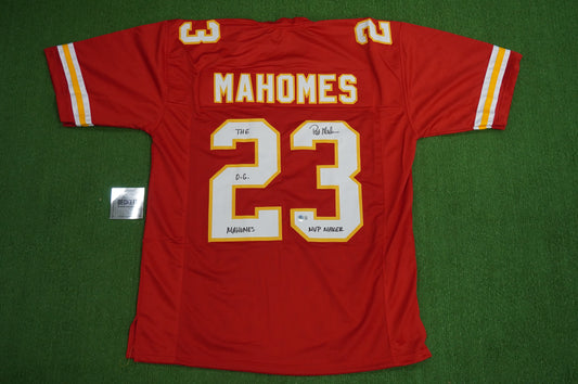 PAT PATRICK MAHOMES SR KANSAS CITY CHIEFS SIGNED JERSEY w/OG MVPMAKER BAS