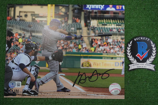 MICHAEL YOUNG TEXAS RANGERS Signed 8x10 Photo BAS COA