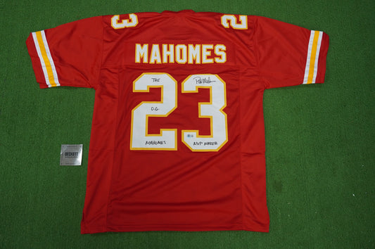 PAT PATRICK MAHOMES SR KANSAS CITY CHIEFS SIGNED JERSEY w/OG MVPMAKER BAS