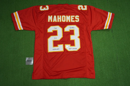 PAT PATRICK MAHOMES SR KANSAS CITY CHIEFS SIGNED JERSEY w/OG MVPMAKER BAS