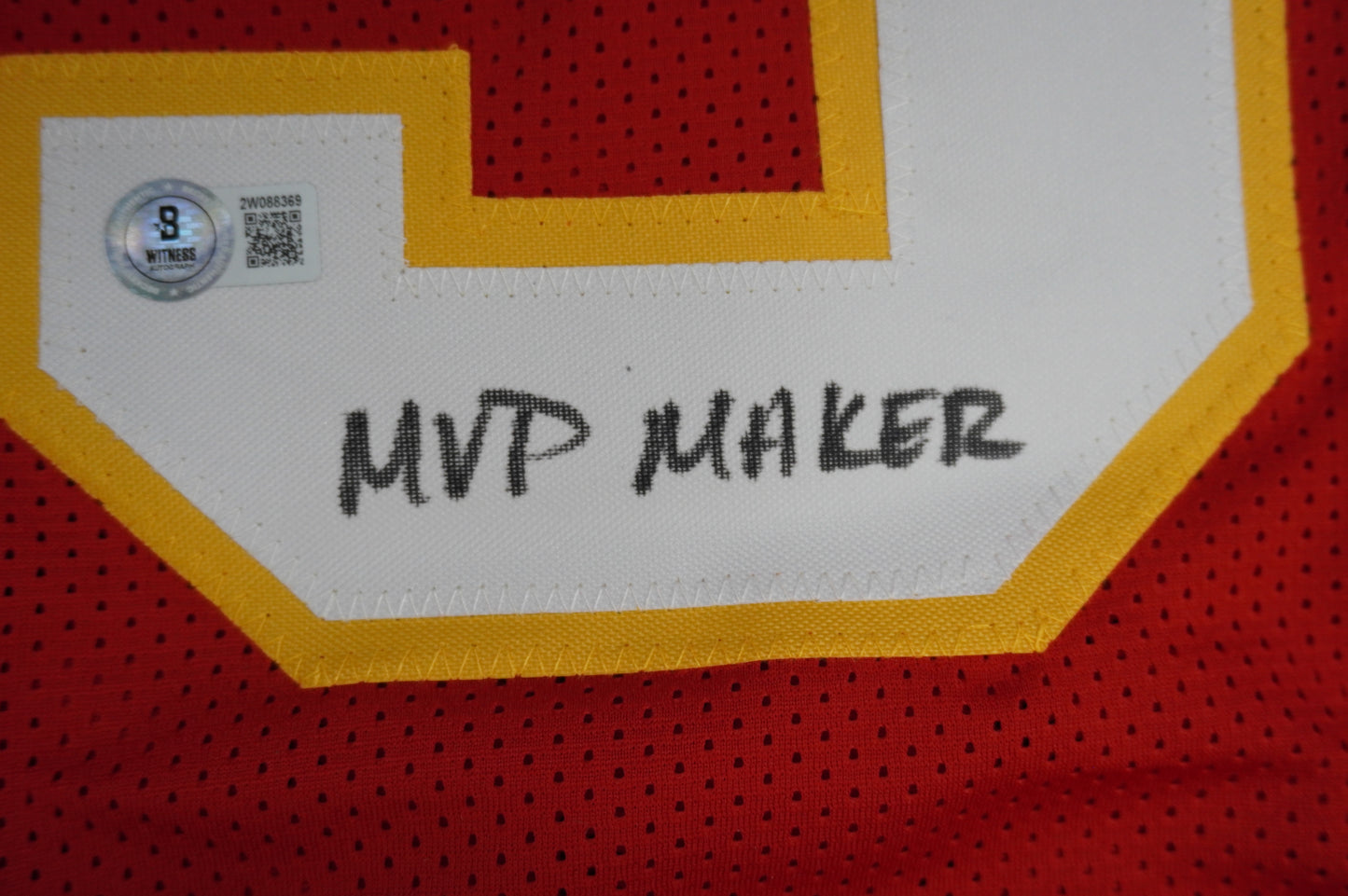 PAT PATRICK MAHOMES SR KANSAS CITY CHIEFS SIGNED JERSEY w/OG MVPMAKER BAS