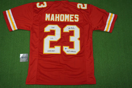 PAT PATRICK MAHOMES SR KANSAS CITY CHIEFS SIGNED JERSEY w/OG MVPMAKER BAS