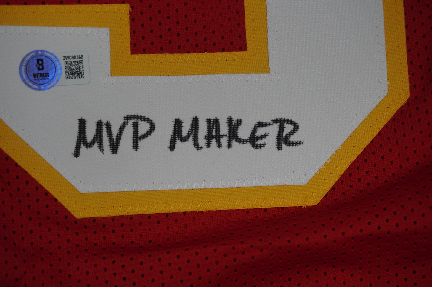 PAT PATRICK MAHOMES SR KANSAS CITY CHIEFS SIGNED JERSEY w/OG MVPMAKER BAS