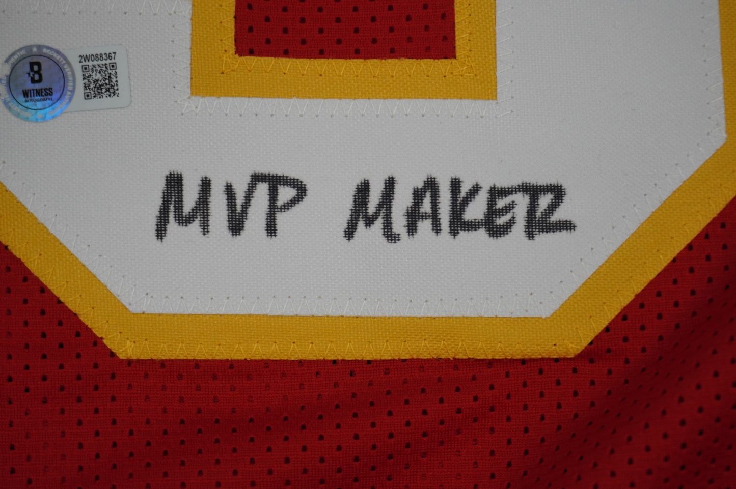 PAT PATRICK MAHOMES SR KANSAS CITY CHIEFS SIGNED JERSEY w/OG MVPMAKER BAS