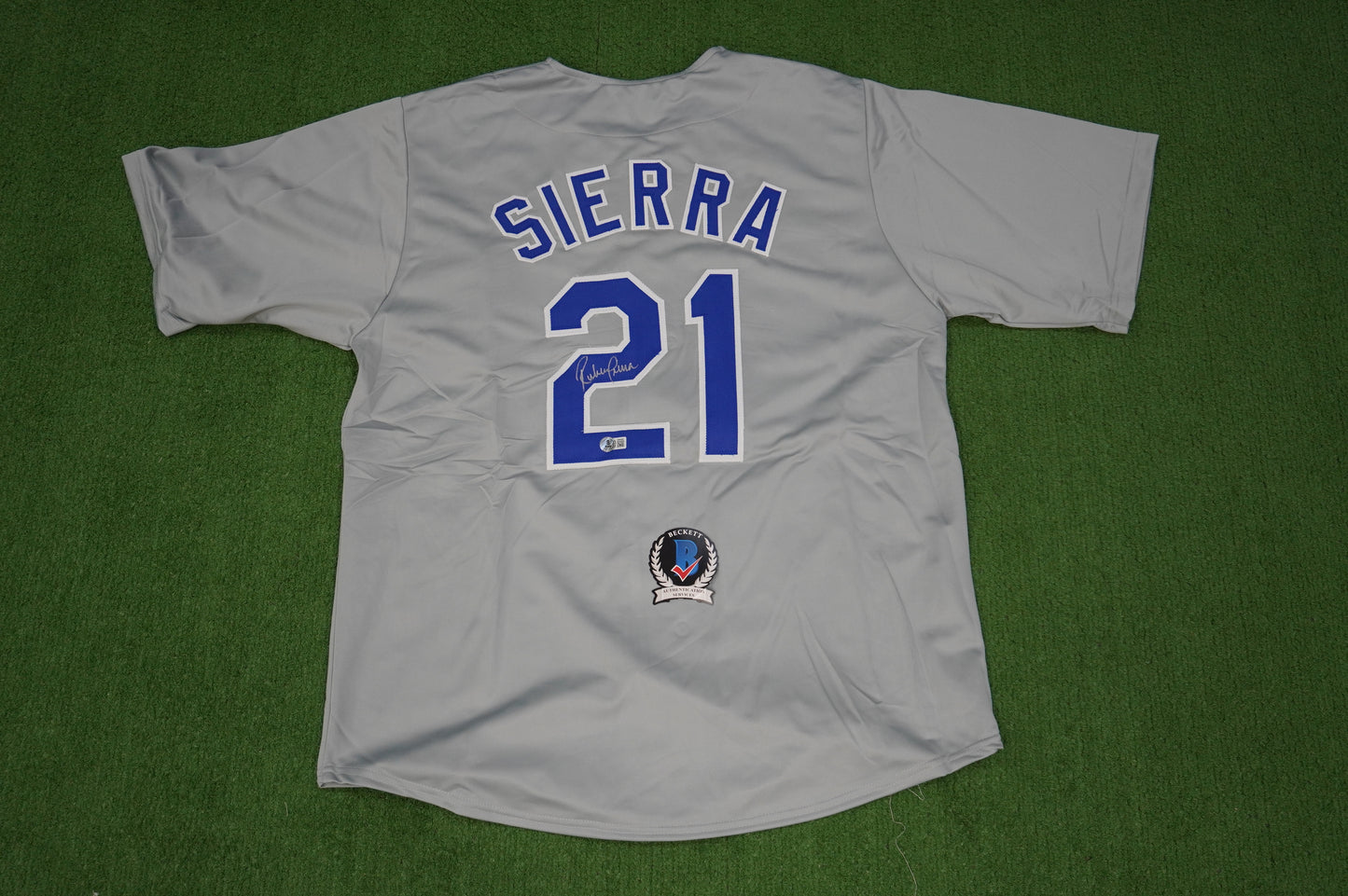 RUBEN SIERRA TEXAS RANGERS SIGNED ROAD JERSEY BAS COA