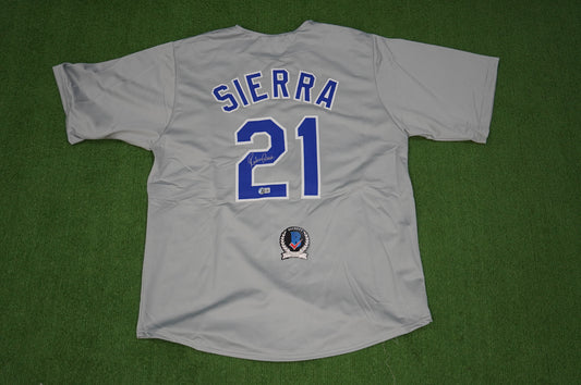RUBEN SIERRA TEXAS RANGERS SIGNED ROAD JERSEY BAS COA
